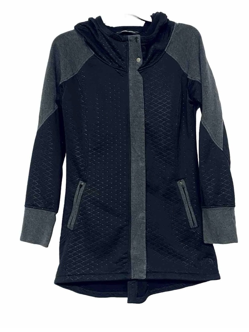 The North Face Black & Gray Quilted Hooded Utility Jacket L